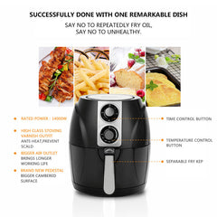 Air Fryer Household Circulation Fume Free Non-stick Frying Pan Intelligent Mobile-UK-Black