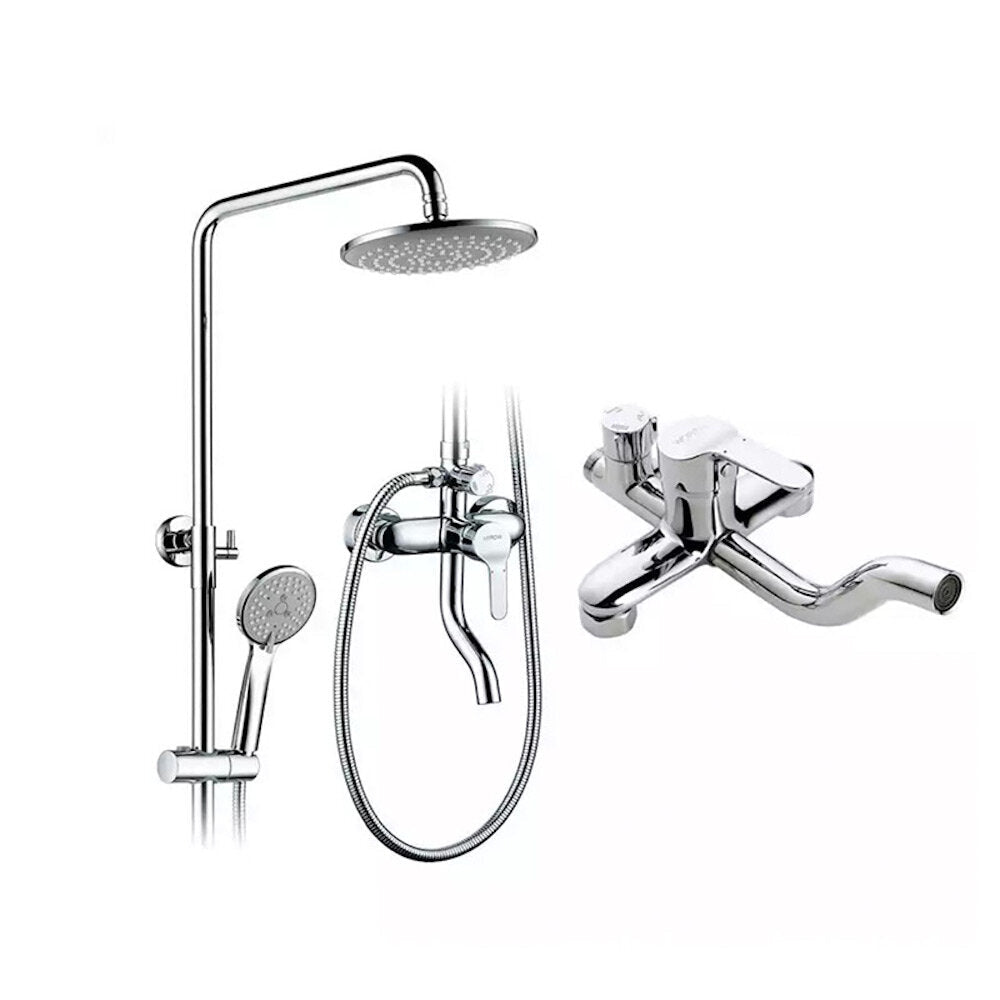 Shower System Bathroom Massage Wall Mounted Head Chrome Polished Rainfall Bath Sets