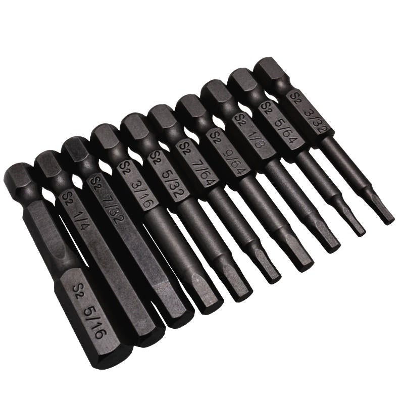 10pcs Screwdriver Set 50mm S2 Steel Black Hex Head Screwdriver Drill Bit Set