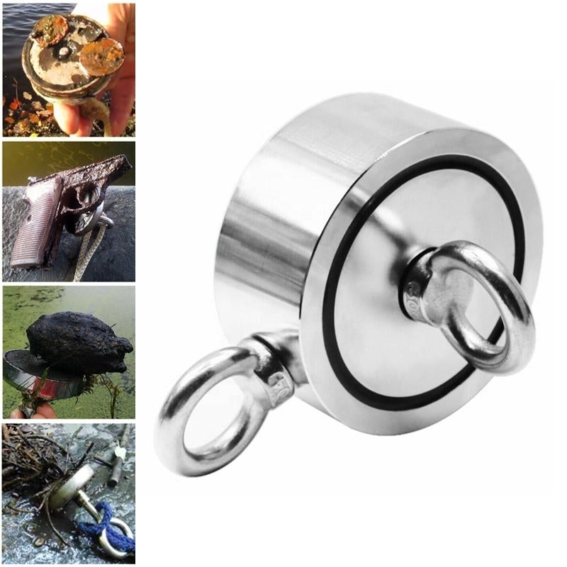 Double Side 67mm 300KG Neodymium Recovery Magnet with 10m Rope Salvage Tool Strong Fishing Kits