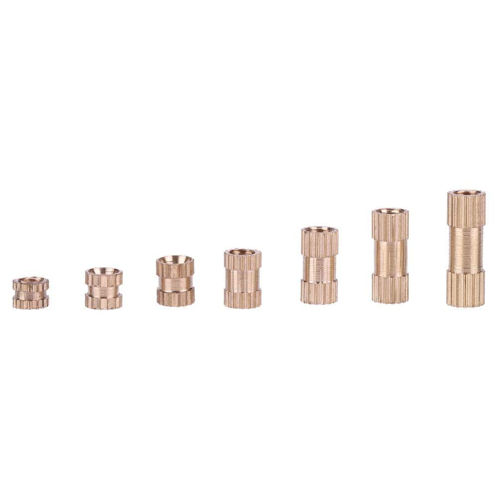 M3BN7 210Pcs M3 Brass Cylinder Knurled Threaded Round Insert Embedded Nut Assortment Set