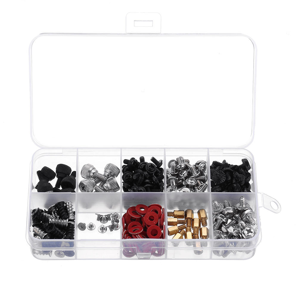 263Pcs/set M2/M3/M3.5 DIY Desktop Computer Repair Screw Assortment Mainboard Fan Cross Screws Hex Standoffs Spacers Kits w/ Storage Box Screwdrivers