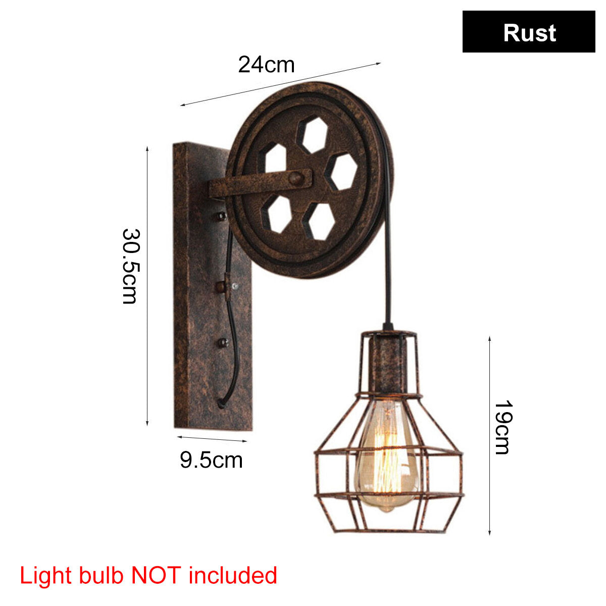 Adjustable Iron Wall Lamp Lifting Pulley Sconce Light Indoor 4 Color Without Light Bulb
