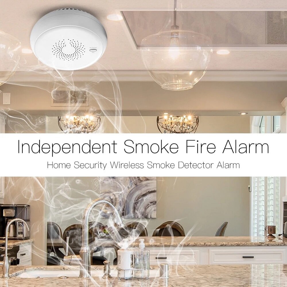 Smart Smoke Fire Alarm Sensor Detector Home Security System Battery-powered Alarm Wireless Smart Life Tuya App Control