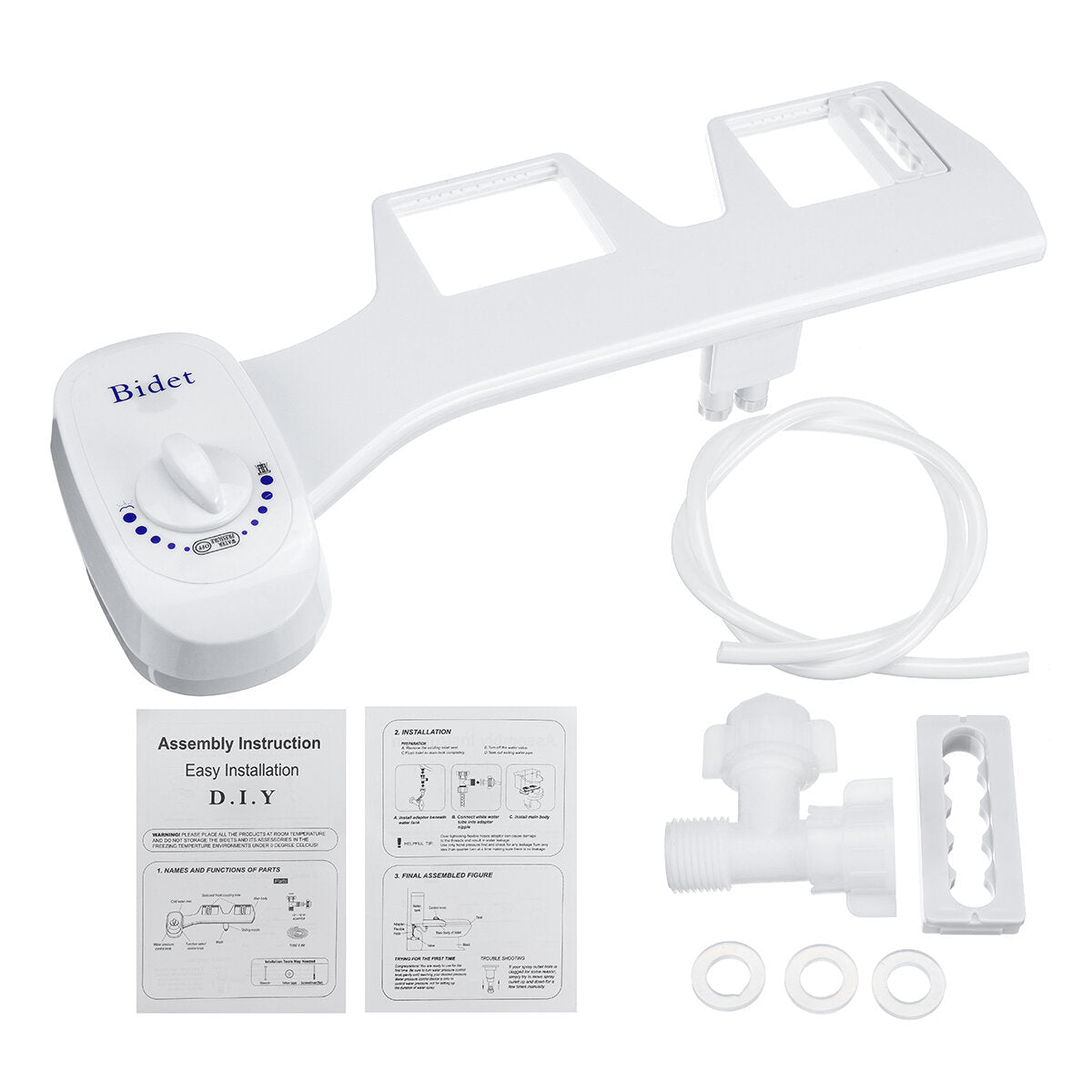 Bidet White Double-head Attachment Portable Manual Plastic Toilet