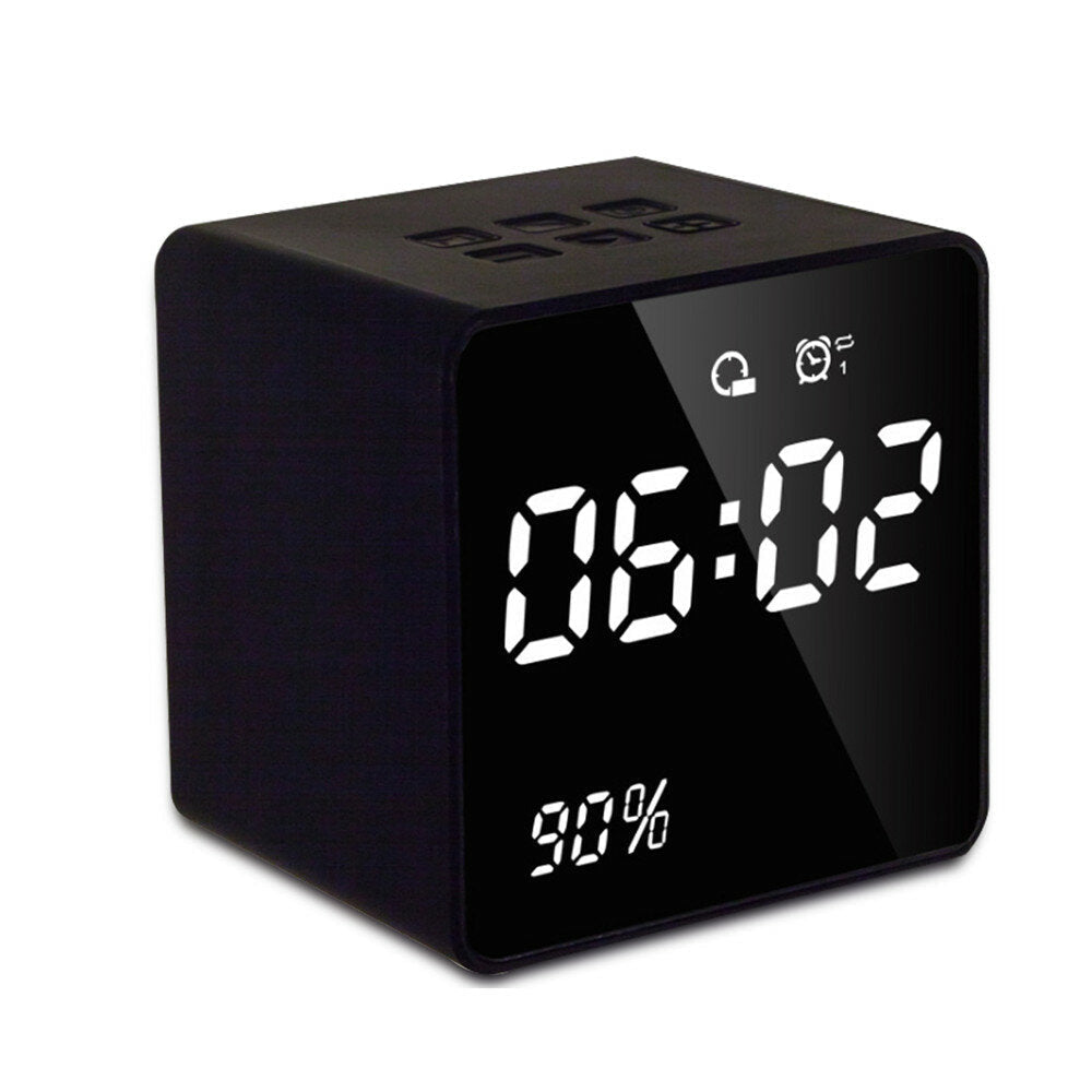Bluetooth FM Radio Alarm Clock With USB Charging Wireless Mirror Bass Speaker