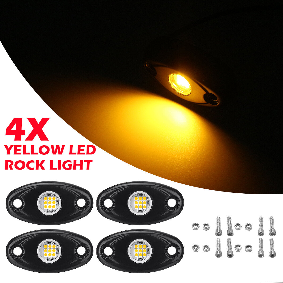 4pcs LED Rock Light Underbody Atmosphere Deck Lamp Wireless Underbody Aluminum Alloy For Offroad Truck UTV Marrine