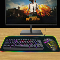 Gaming Keyboard Mouse Set 61 Keys Translucent Keycaps RGB Backlit Keyboard Adjustable 1200-7200DPI Optical Mouse USB Wired for PC Laptop Gamer