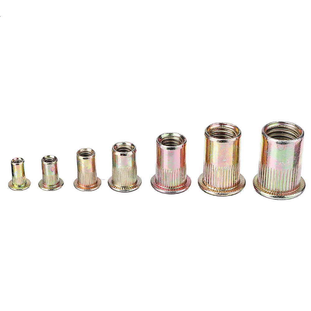 190Pcs M3/M4/M5/M6/M8/M10/12 Carbon Steel Zinc Plated Rivet Nut Threaded Countersunk Head Insert Nut Tool Kits