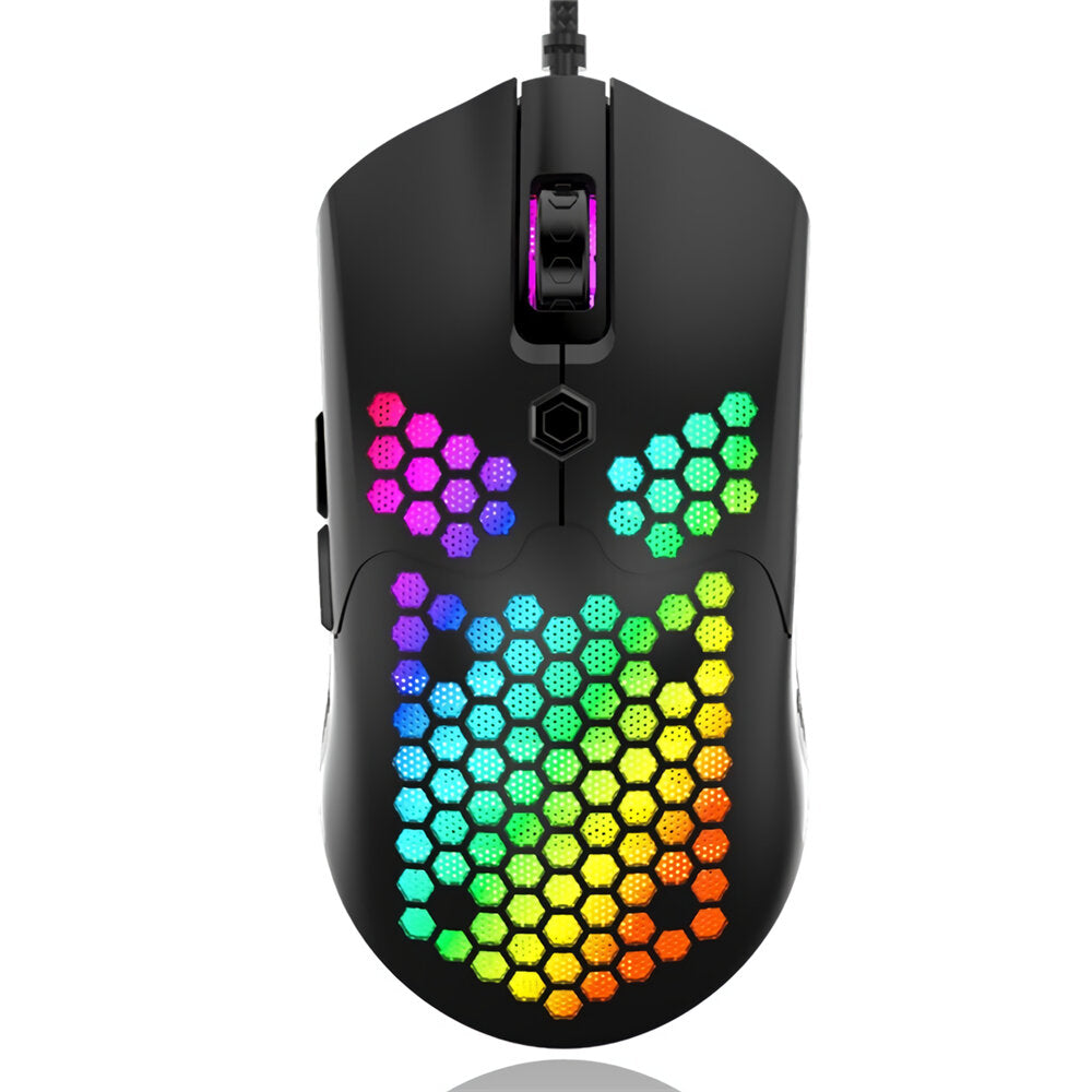Wired Game Mouse Breathing RGB Colorful Hollow Honeycomb Shape 12000DPI Gaming Mouse USB Wired Gamer Mice for Desktop Computer Laptop PC