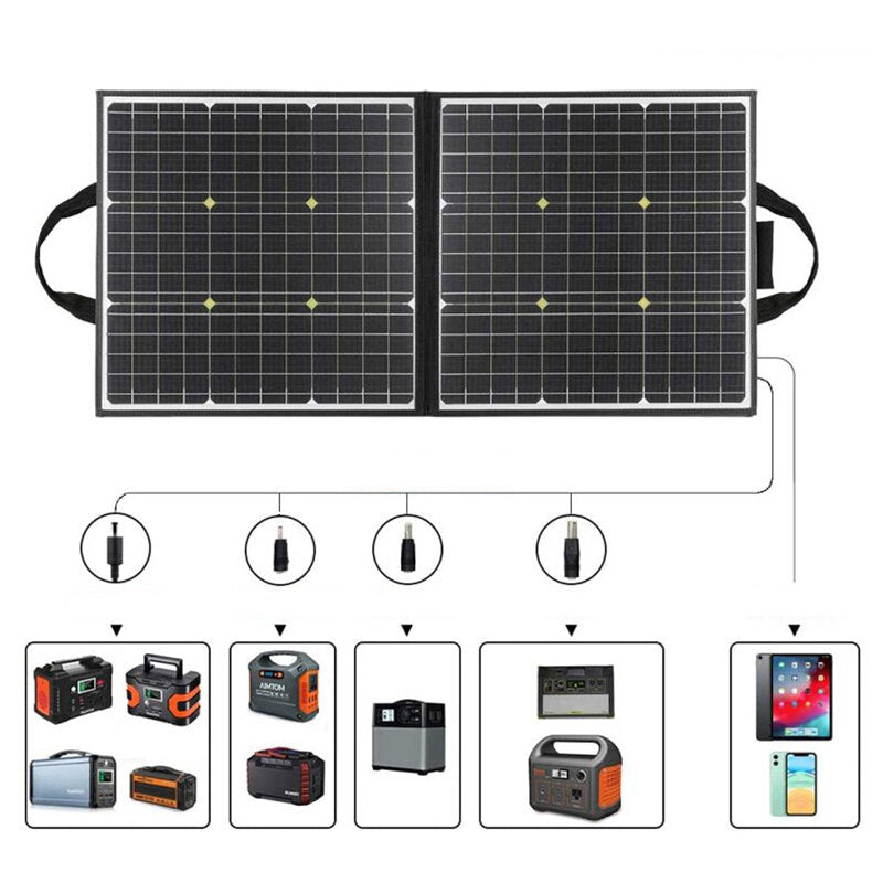 50W 18V Portable Solar Panel Foldable Solar Charger for Camping Power Generator