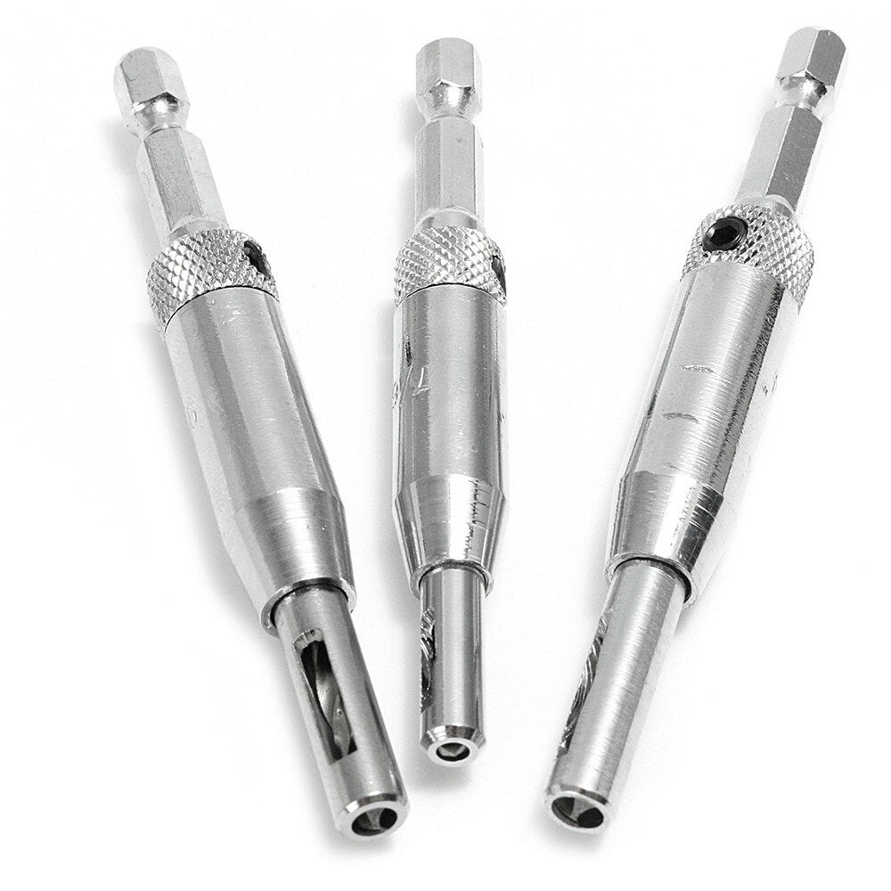 3pcs HSS Self Centering Hinge Drill Bit Holes Wood Working Reaming Tool Countersink