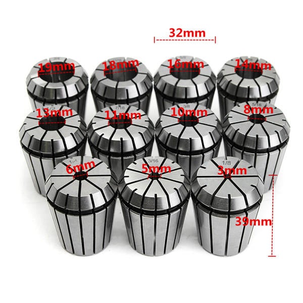 11pcs Spring Collets Set With Collet Chuck Holder For CNC Milling Lathe Tool