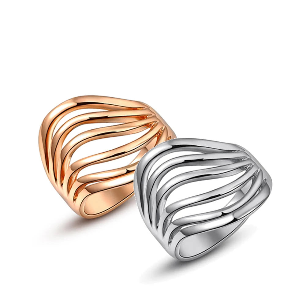 Unique Gold Plated Classic Ring Jewelry for Women Wedding Engagement Gift Girls Party