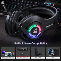 Gaming Headset Stereo RGB Light 50mm Driver Stereo Adjustable Noise Canceling Headphone with Mic