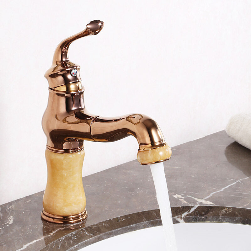 Copper Retro Antique Bathroom Basin Pull Out Faucet Down Sprayer Single Hole Hot Cold Mixer Tap 360 Rotation