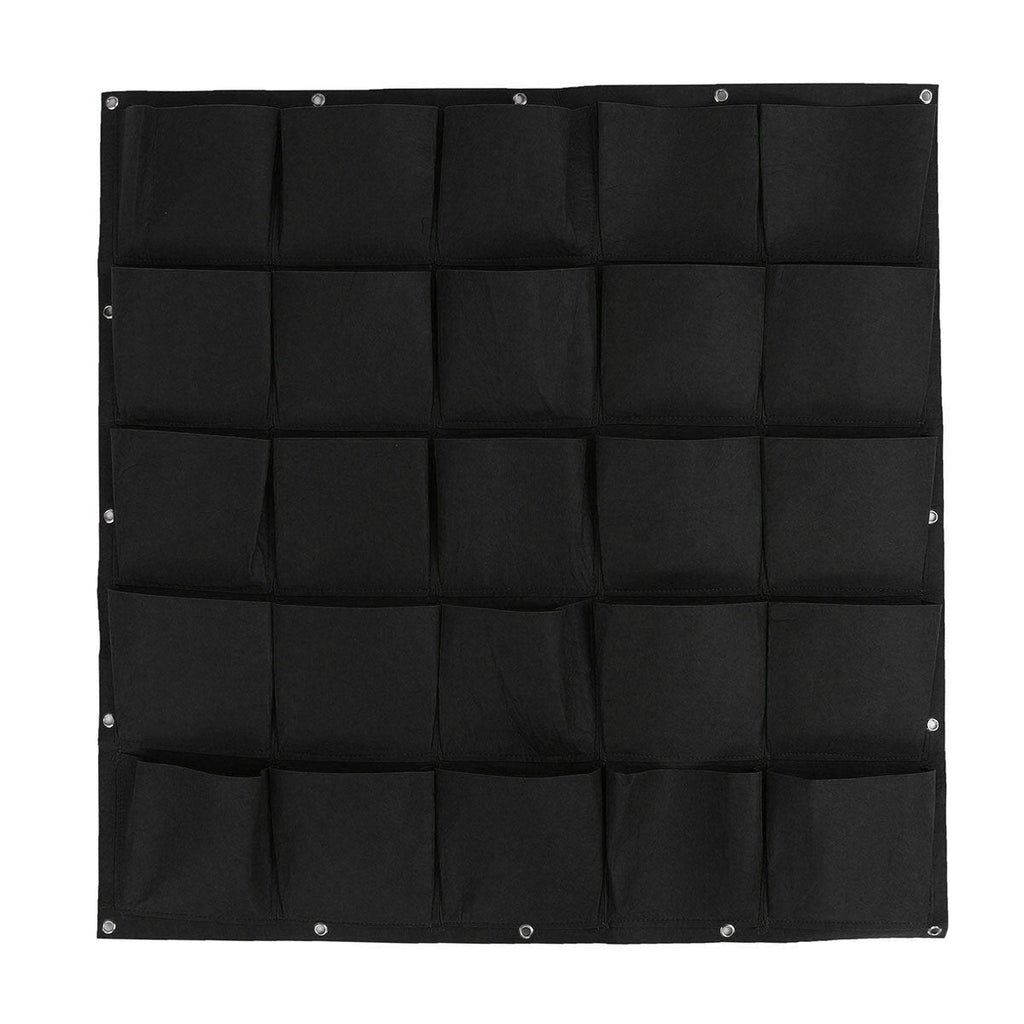9-64 Pockets Plant Pot Flower Pot Felt Vertical Garden Hanging Black Wall Planters Pouch