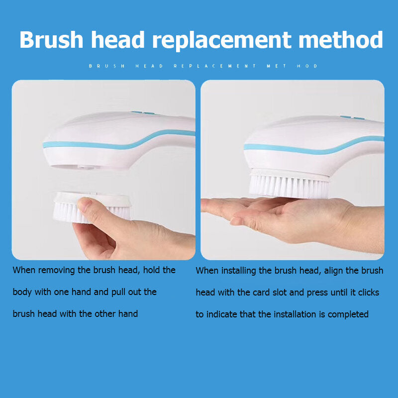 Waterproof Electric Massage Bath Brush Bath Brush Multifunctional Long-handled Back Rubbing Bath Face Wash Artifact