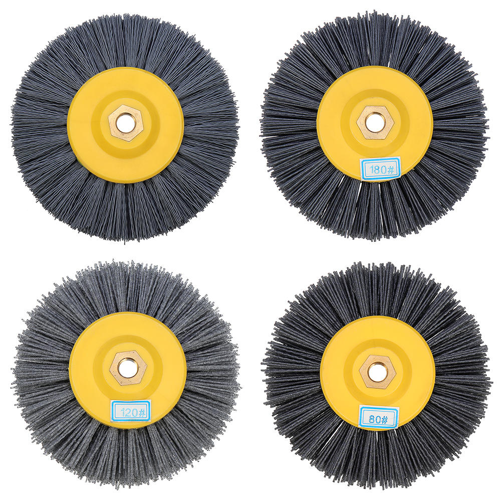 150x40mm M14 Wire Drawing Wheel Brush 80/120/180/320 Grit Drum Burnishing Polishing Wheel