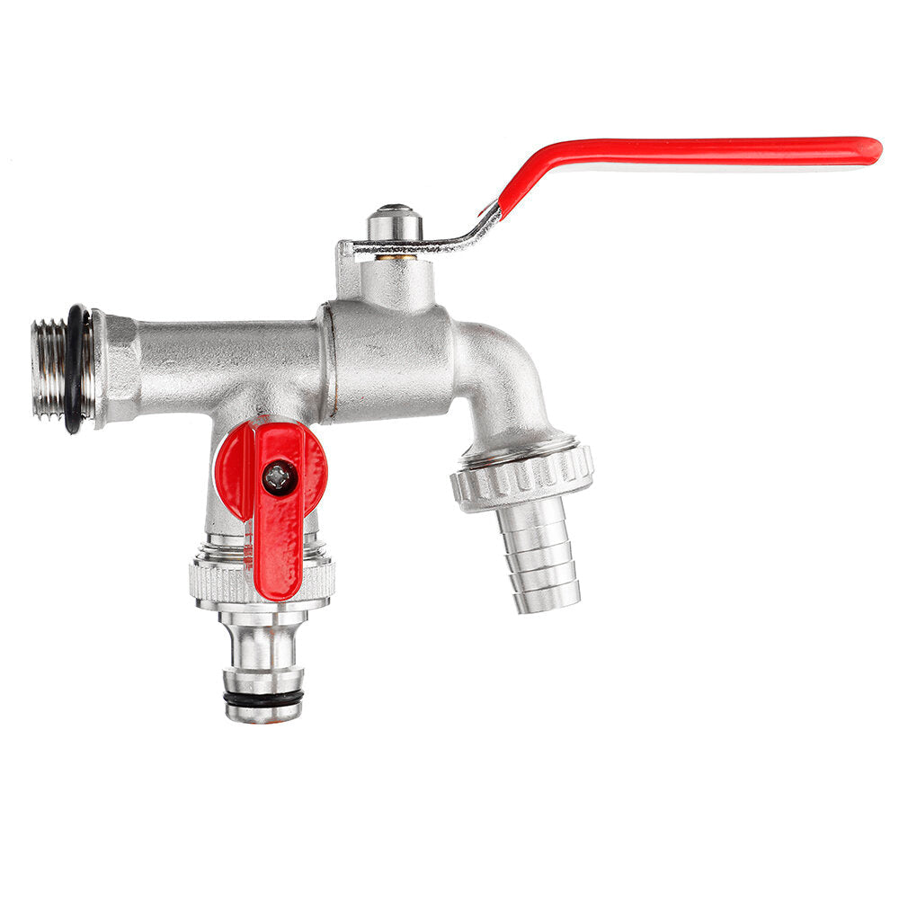 4 Type 1/2 3/4 Inch Brass Water Tank Adapter Double Head Tap Outlet Replacement Valve Fitting for Garden Connector