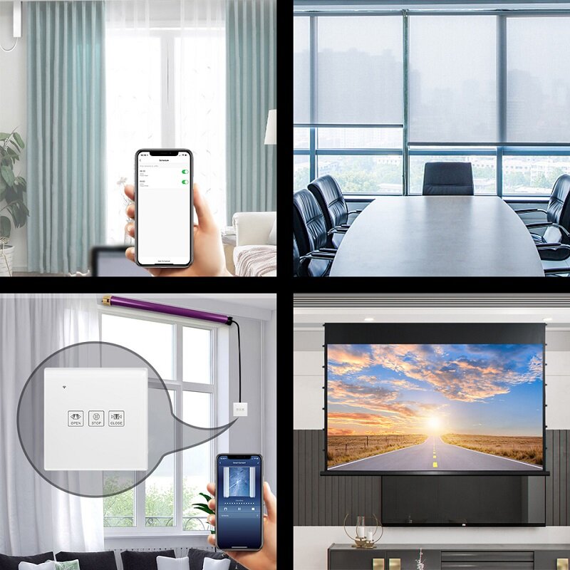 WiFi Curtain Switch EU Standard Smart Touch Switch Compatible with Alexa Google Home