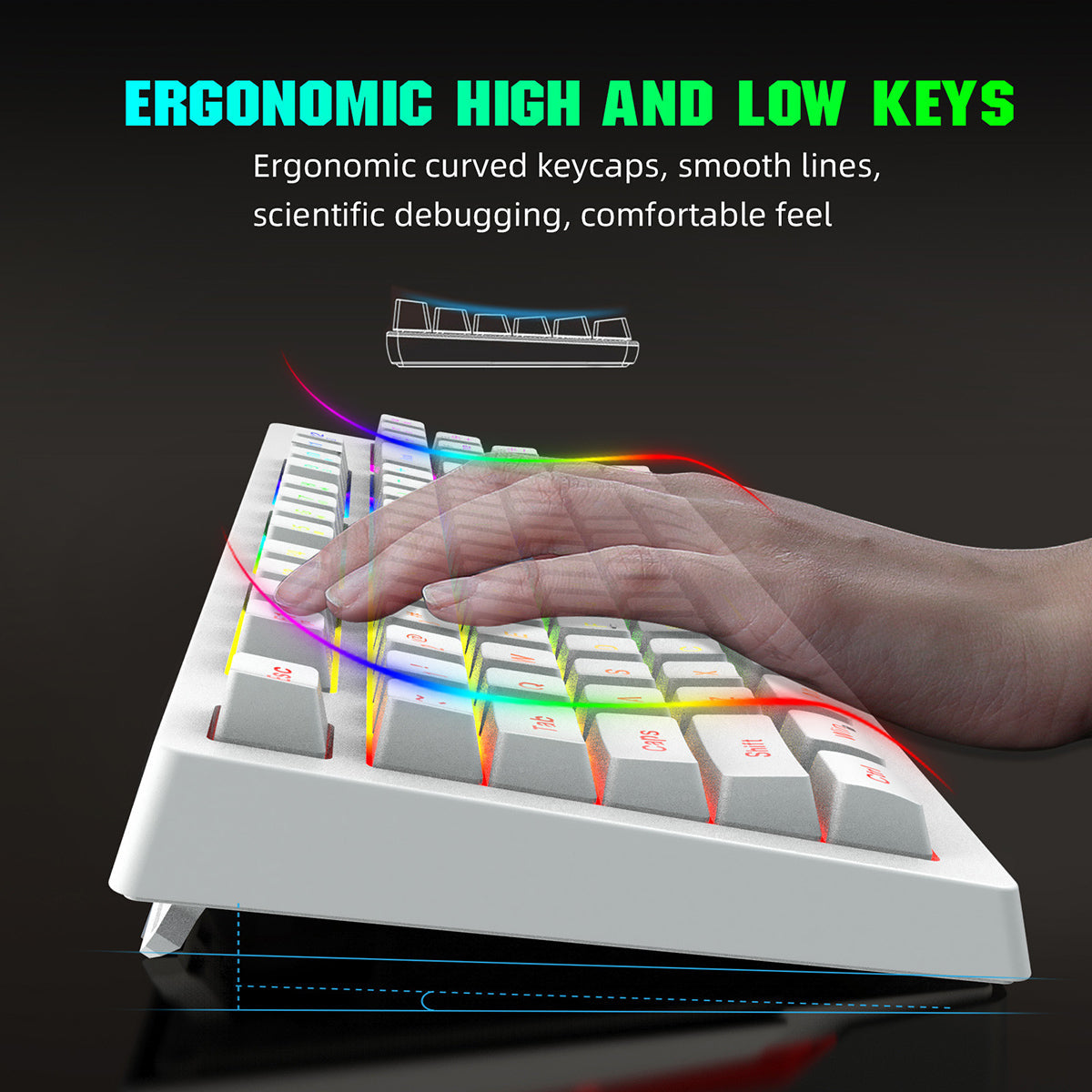2.4G Wireless Keyboard 87 Keys Multimedia Function RGB Backlit Rechargeable Keyboard for Computer Laptop Home Office