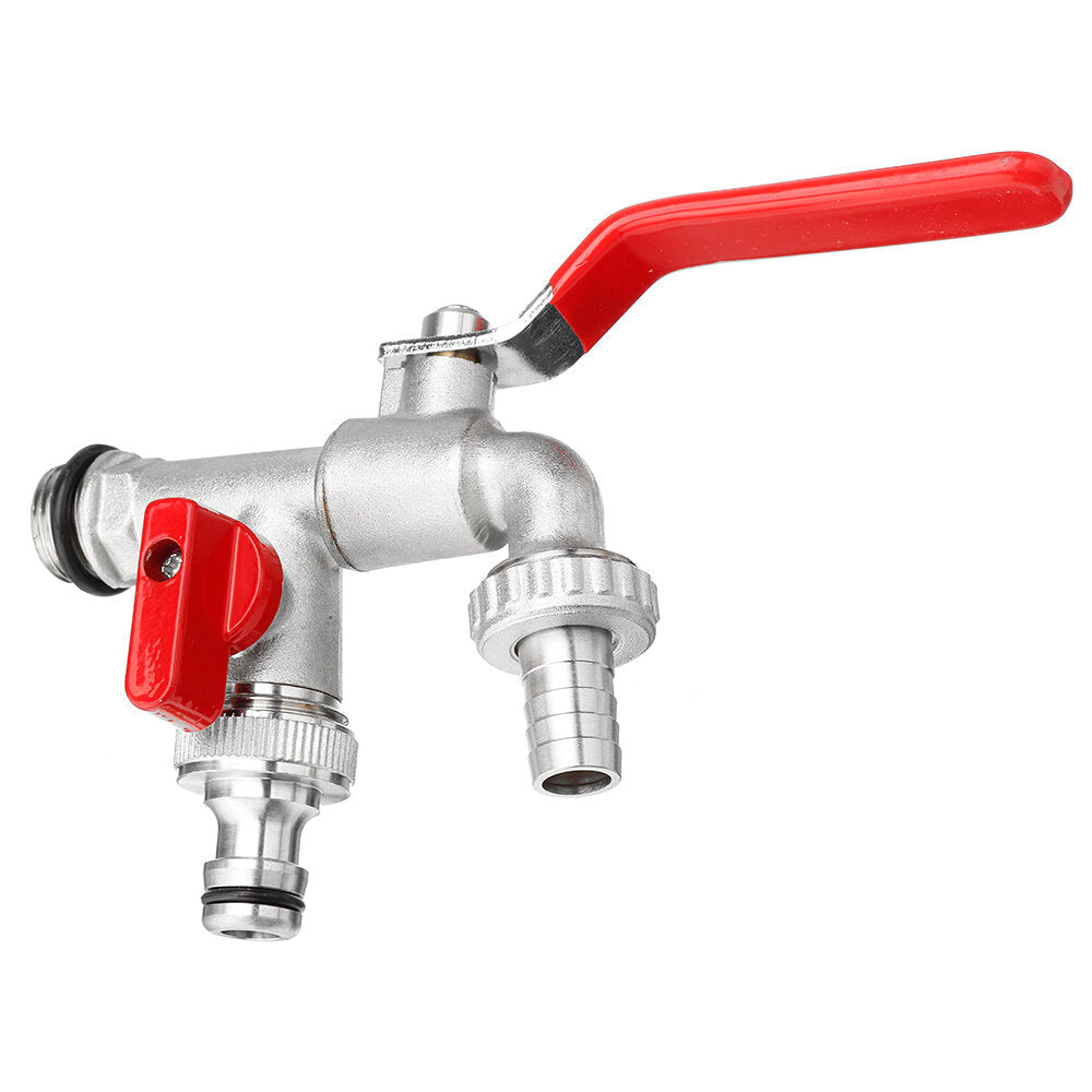 4 Type 1/2 3/4 Inch Brass Water Tank Adapter Double Head Tap Outlet Replacement Valve Fitting for Garden Connector