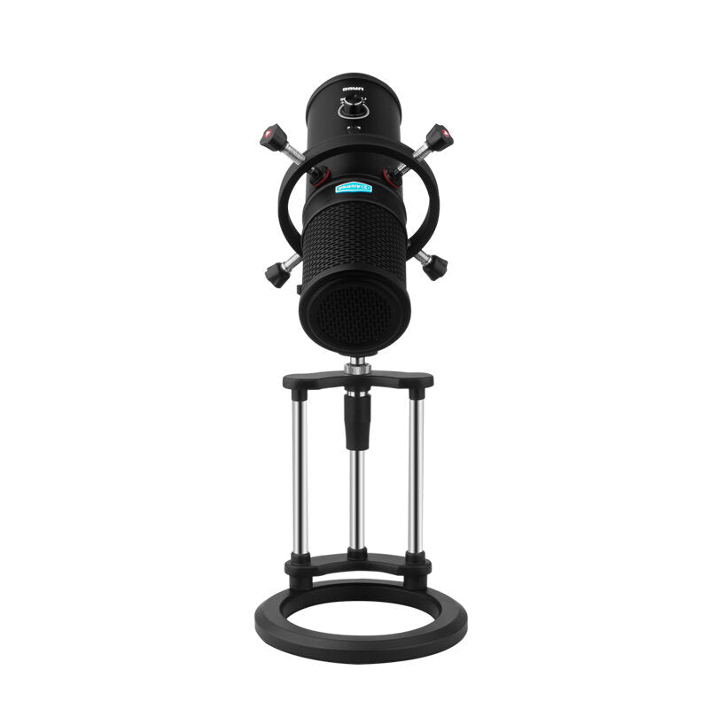 USB Condenser Microphone Audio Recording Mic with Desktop Bracket 4 Pickup Modes Directivity Stereo 16mm Electret for Live Broadcast