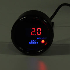 2" 52mm -1~2 BAR Turbocharger Boost Gauge Digital LED Display Black Face Car Meter with Sensor
