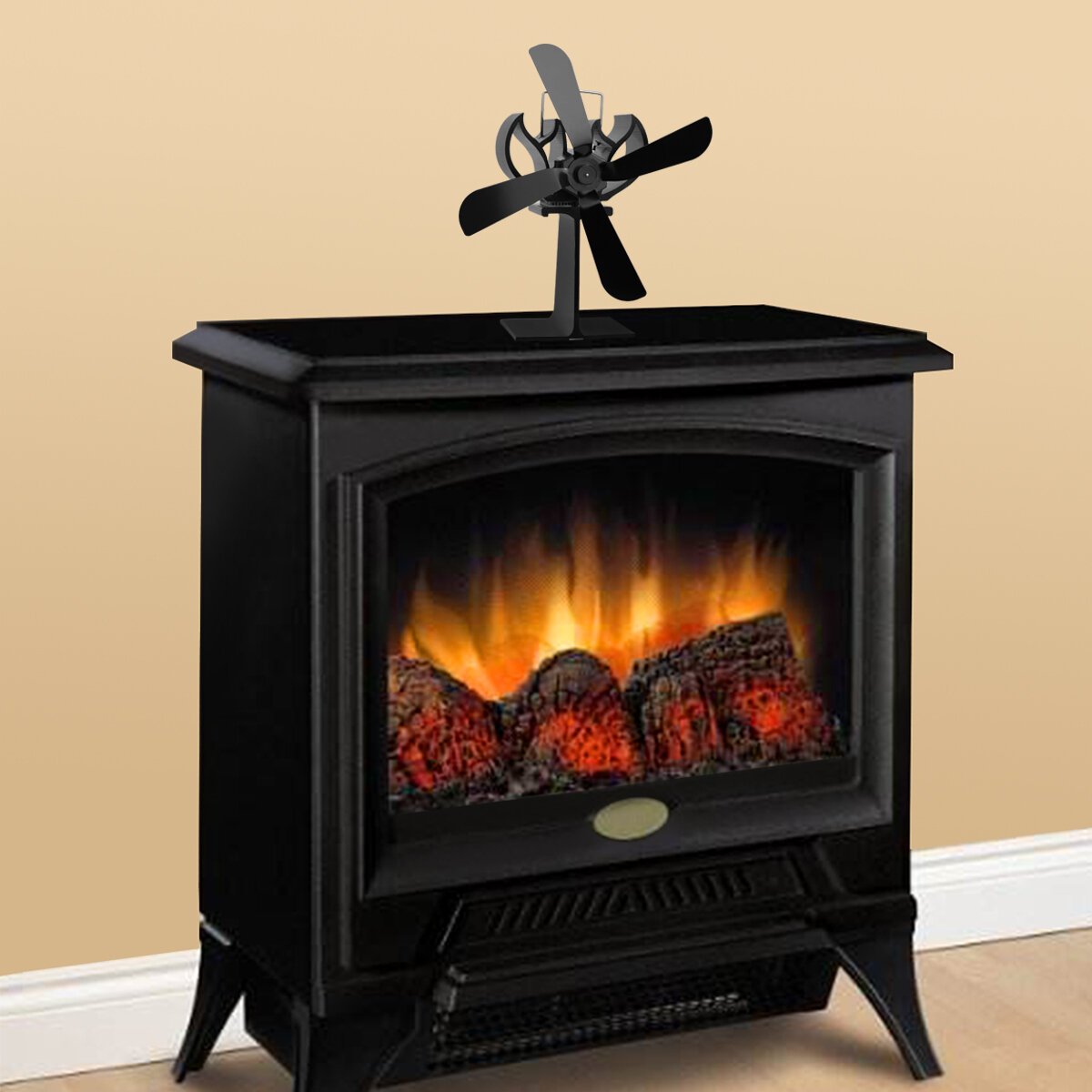 5-Blade Heat Powered Wood Stove Fan Fireplace Log Wood Burner Eco Fan