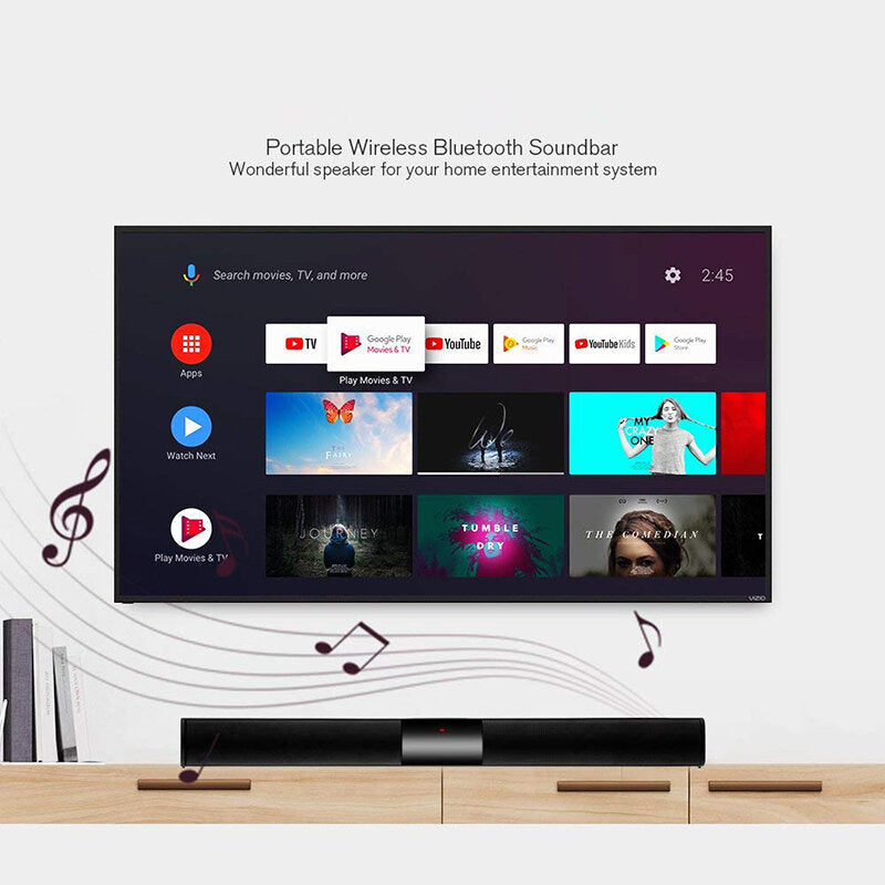 Protable Wireless Bluetooth Speaker Home Theater Soundbar 4 Modes 3D Surround Sound Deep Bass Audio FM Radio