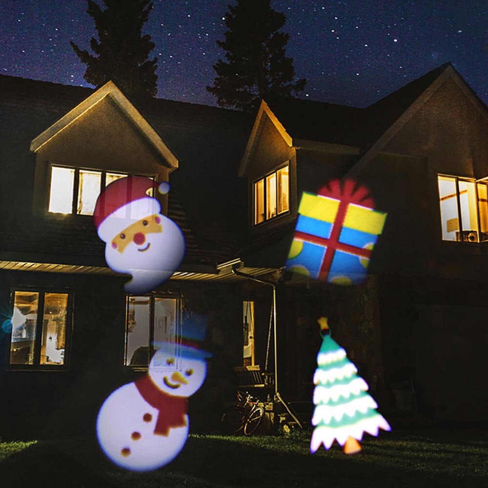 LED Projector Lamp Snowman Projector Double Head Water Wave Stage Light Remote Control Waterproof Garden Lawn Lamp