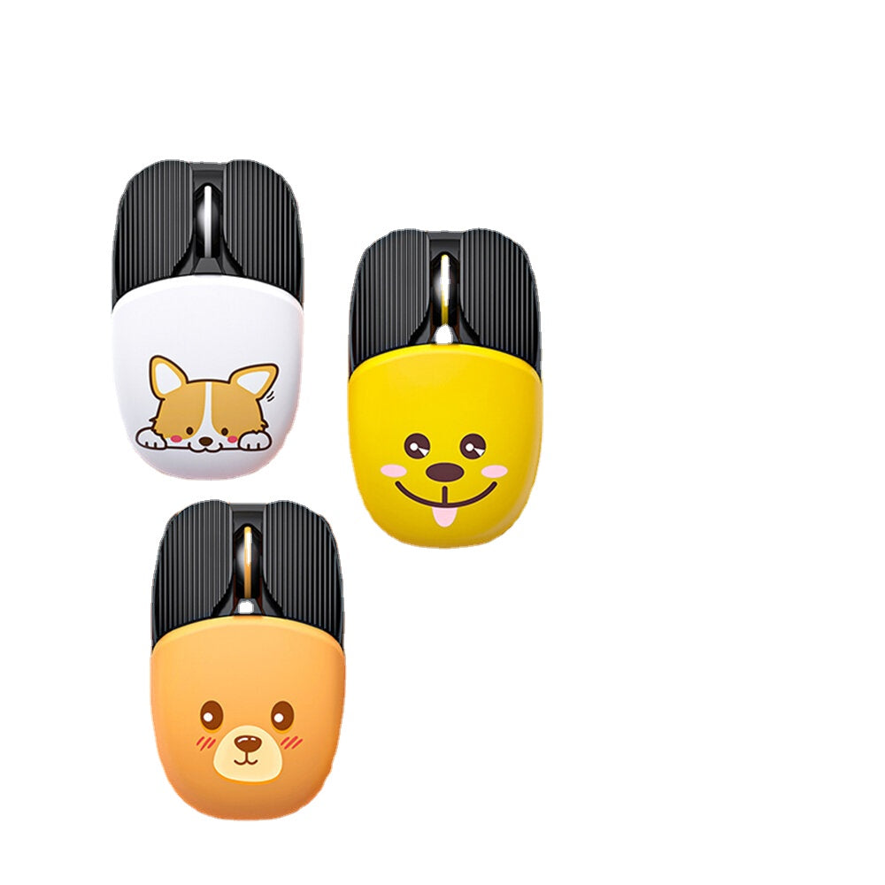 Cute Cartoon Mouse Dual Mode Bluetooth 3.0/5.2 2.4G Wireless Adjustable 1000-1600DPI Rechargeable Mute Button Mice