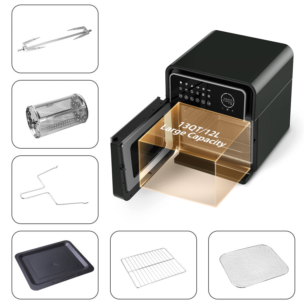 12L Oil Free Smart Air Fryer Dual Heating Element 12 Recipes App/Touch Control Oven
