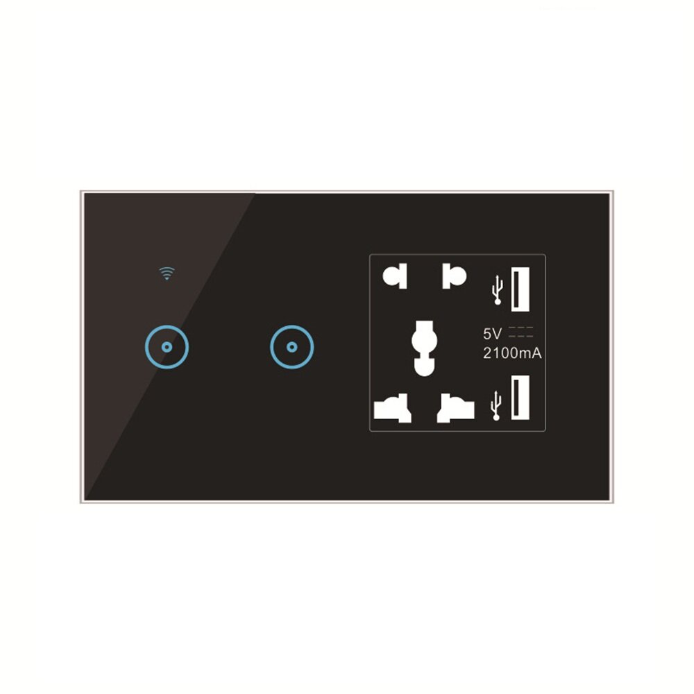 Wifi Smart Light Switch Ewelink/App Control Wireless Interruptor Wall Outlets with Universal Electrical Plug Sockets/2* USB work with Alexa