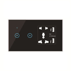 Wifi Smart Light Switch Ewelink/App Control Wireless Interruptor Wall Outlets with Universal Electrical Plug Sockets/2* USB work with Alexa