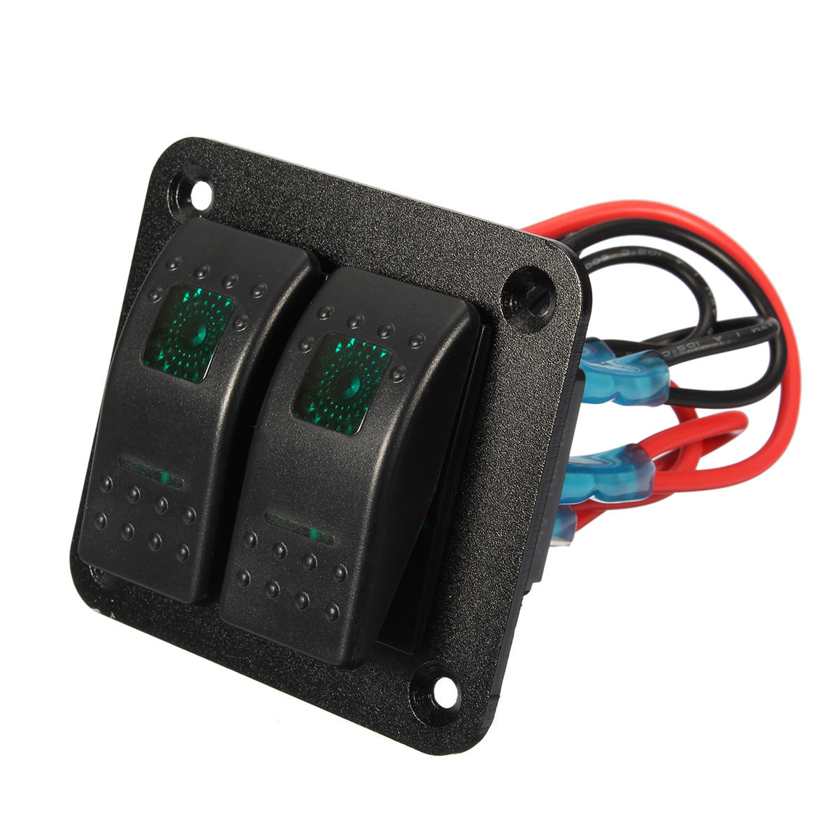 12V 24V 2 Gang Waterproof LED Car Marine Truck Boat RV Rocker Switch Panel