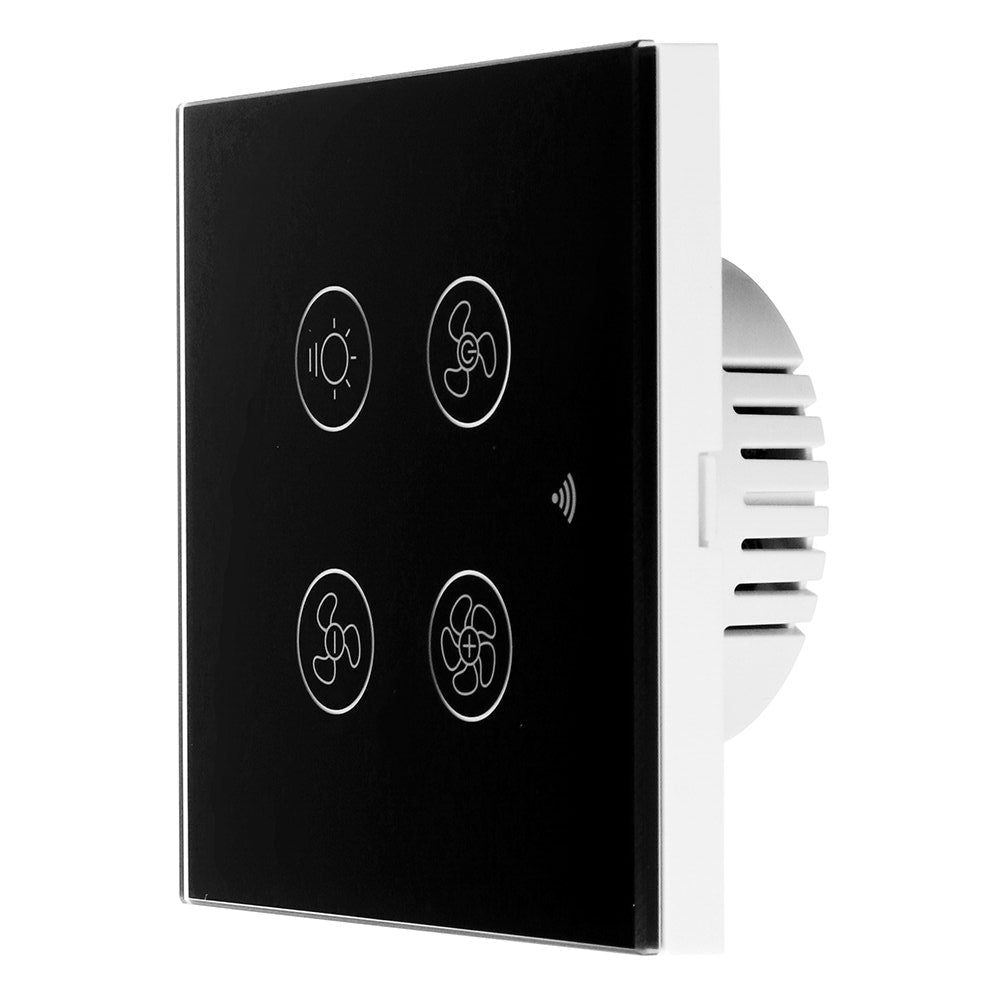 Black WiFi+RF EU Smart Ceiling Fan Light Switch 2/3 Way Control Smart Life/Tuya APP RF Remote Speed Control Work with Alexa Google Home