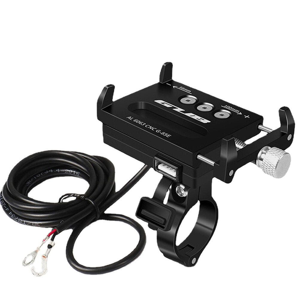 Rechargeable Bike Phone Mount Aluminum Alloy 58-100mm Width 4-6.7inch Phone Bicycle Motorcycle Phone Holder