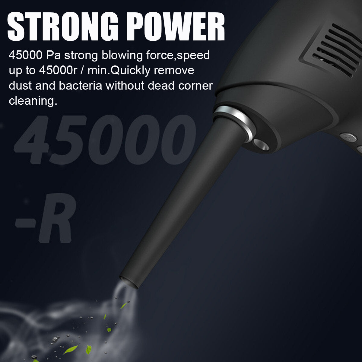Portable Cordless Vacuum Cleaner 60W 45000Pa Suction USB Rechargeable 15000mAh Battery with LED Ligh for Car Home