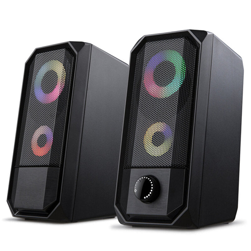 Wired Computer Speaker 10W Stereo Bass RGB Luminous USB 3.5mm Desktop Soundbar Multimedia Speaker