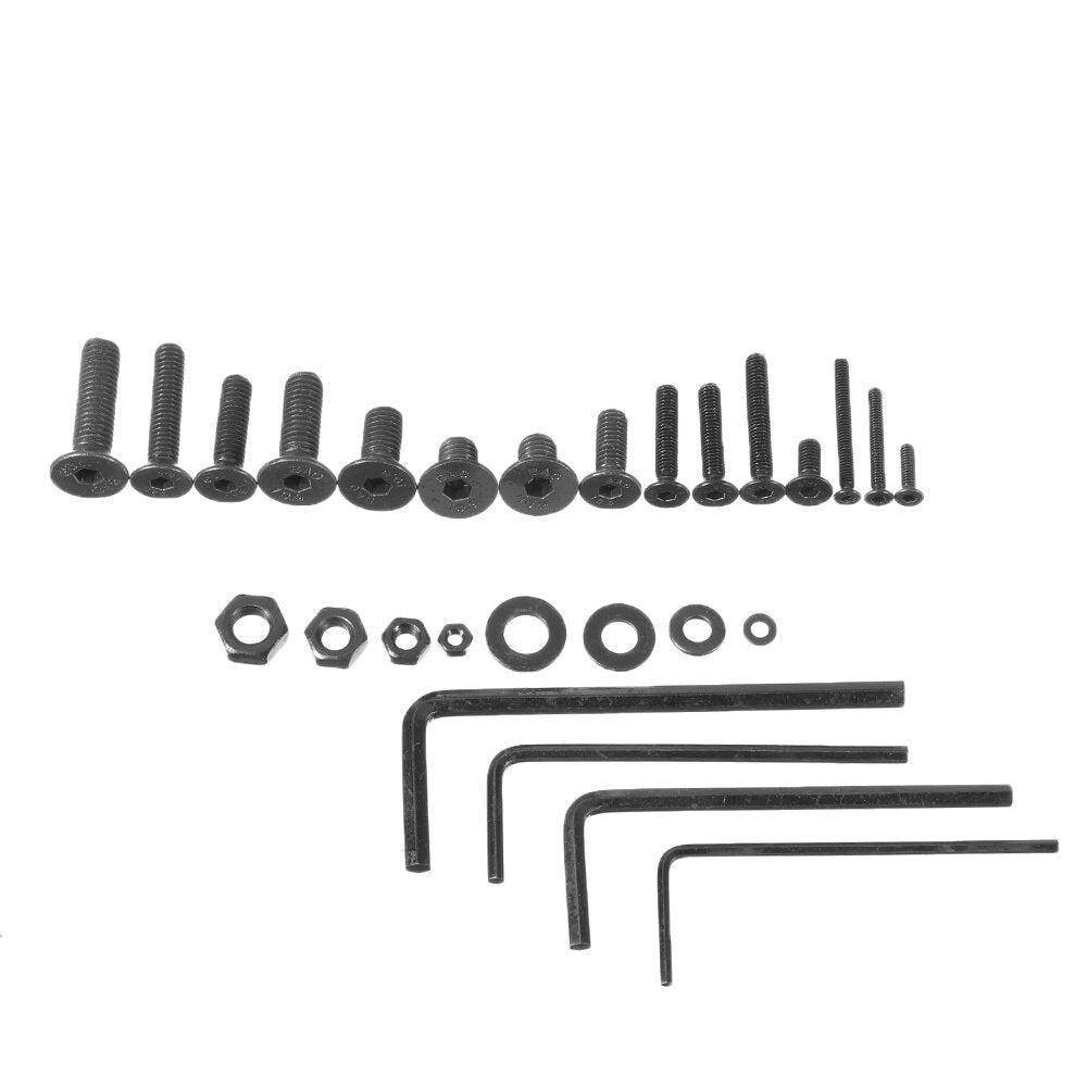 1220Pcs M2 M3 M4 M5 Carbon Steel Flat Head Countersunk Hex Socket Screw Hex Screw Nuts Assortment Kit