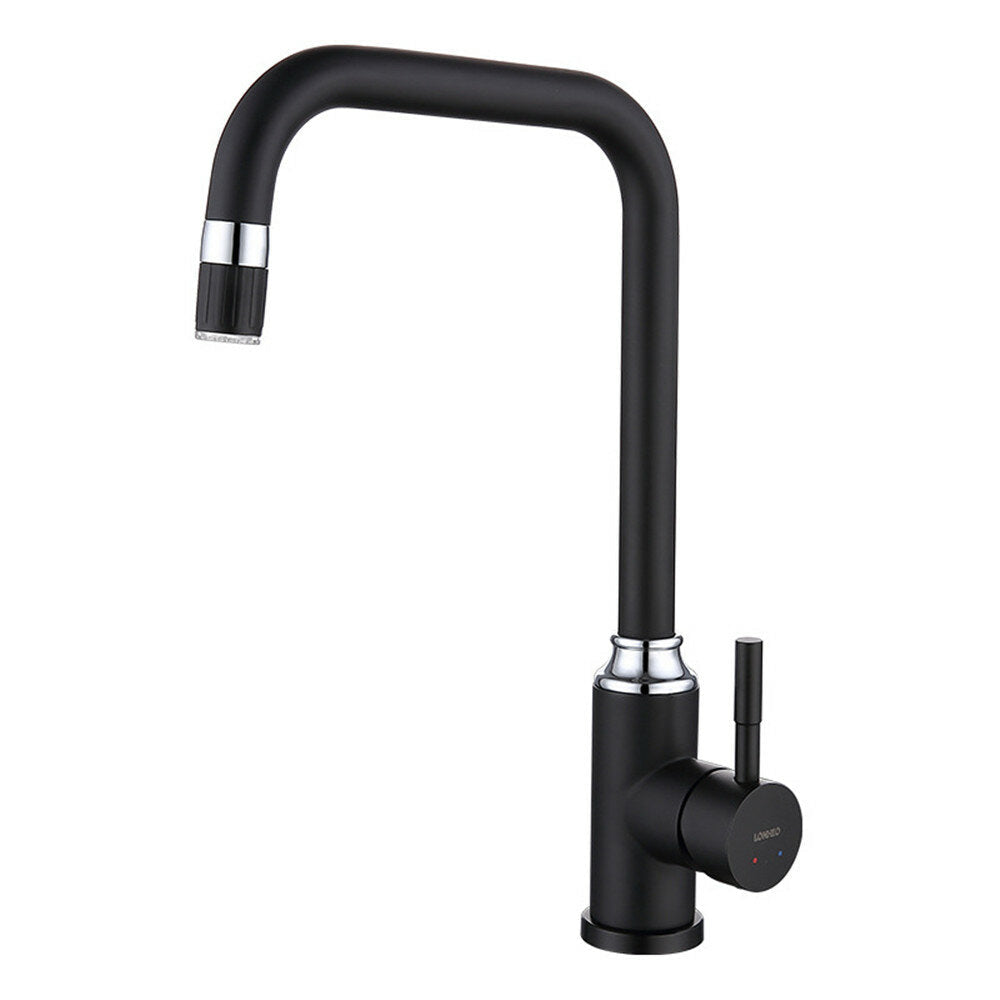 Intelligent Anti-Scald LED 3 Colors Matte Black Swivel Kitchen Faucet Tap Solid Brass Mixer Basin Sink