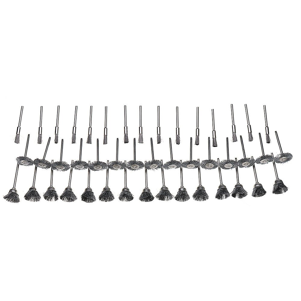 45pcs 3mm Shank Stainless Steel Wire Brush Polishing Wheel for Rotary Tool