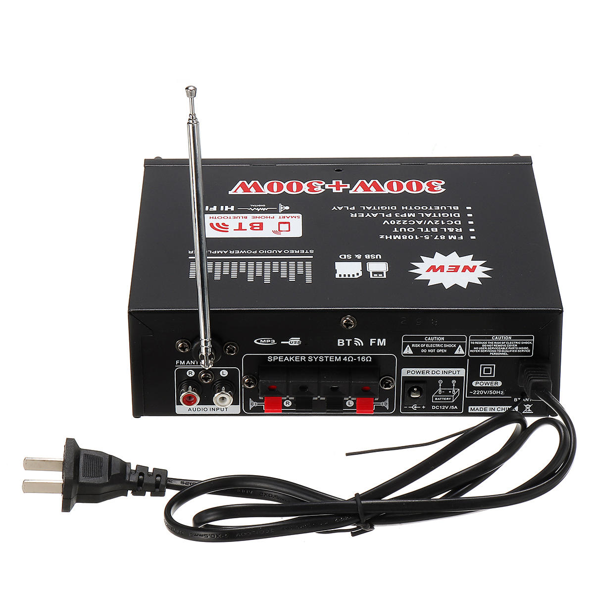HIFI 220V 12V CH2.0 Home Car Amplifier Bluetooth Signal to Noise Ratio 90BP With Remote Control