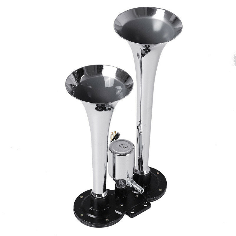 12V 24V 300DB Super Loud Air Horn Dual Trumpet Car Kit Compressor Truck Train Truck Universal