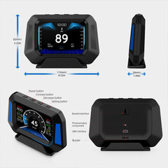 Head Up Display OBD 3.5inch Car Overspeed Warning Inclinometer Auto Electronic Voltage Alarm
