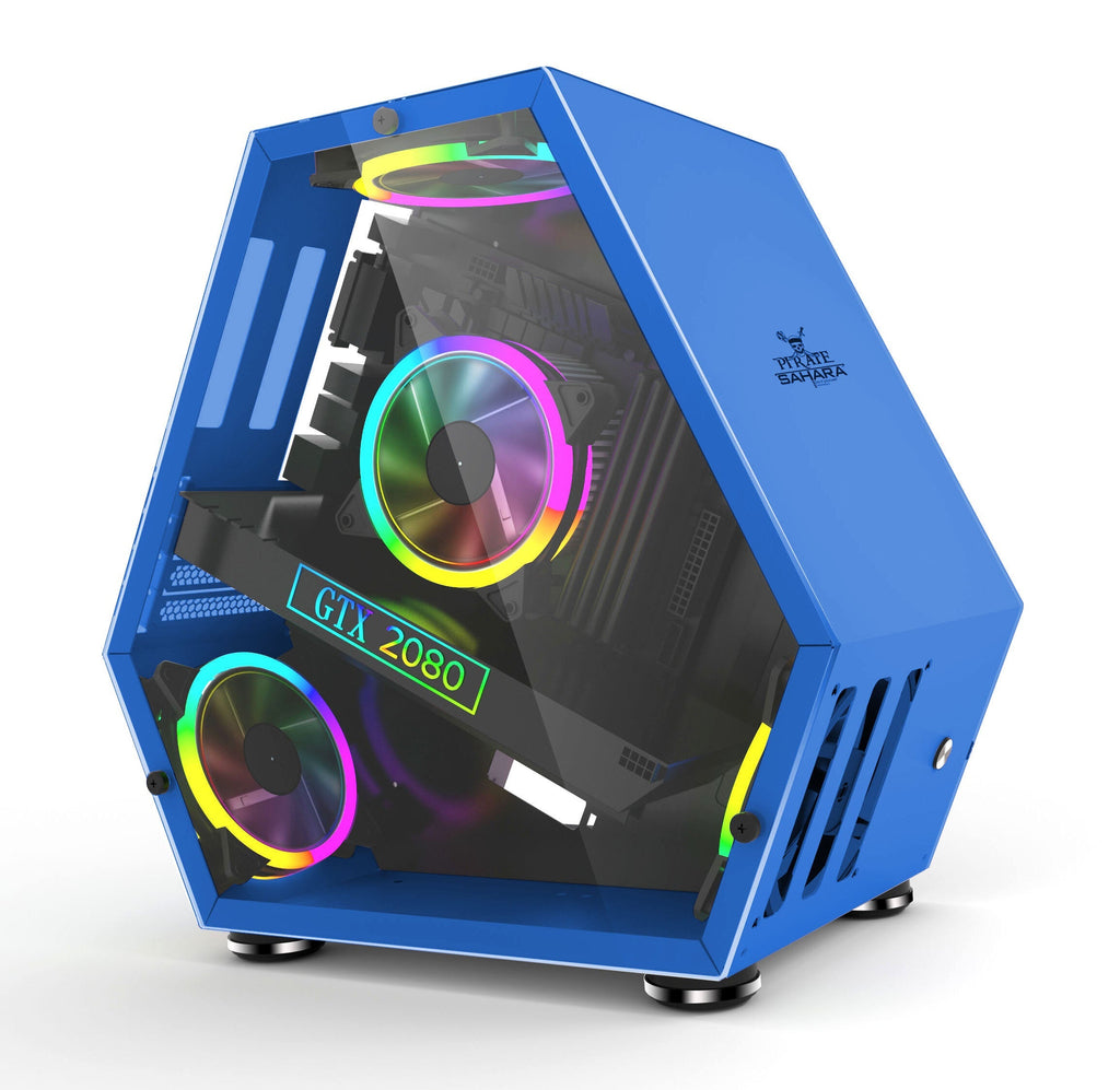 Computer Gaming Case M-ATX Desktop Mini Special-Shaped Chassis Game Competitive Glass Side Through Support M-ATX/ ITX Motherboard