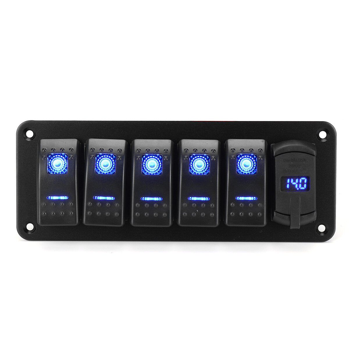4/5/6 Gang Green Rocker Switch Panel Circuit Breaker LED Waterproof Car Marine Blue