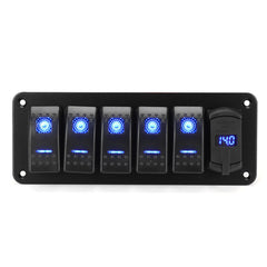 4/5/6 Gang Green Rocker Switch Panel Circuit Breaker LED Waterproof Car Marine Blue
